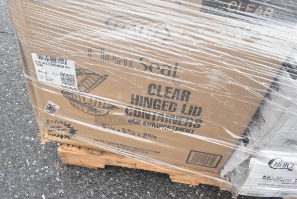 35 BRAND NEW! Boxes Including Choice Foil Steam Pans, 500TW7 Choice 7 oz. Translucent Thin Wall Plastic Cold Cup - 2500/Case, 2 Box 394365L Noble Products Powder-Free Disposable Clear Vinyl Gloves for Foodservice - Large - 1000/Case, 4 Box 346WKFSNSPM Choice White Medium Weight Wrapped Polypropylene Plastic Cutlery Pack with Napkin and Salt / Pepper Packets - 250/Case. 35 Times Your Bid! - Image 10 of 10