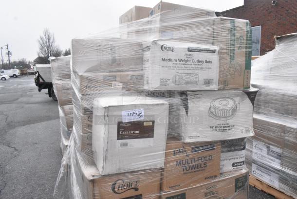 40 BRAND NEW! Boxes Including 50010DWALLW Choice 10 oz. White Smooth Double Wall Paper Hot Cup - 500/Case, 5 Box 433NHT101 Choice 1/6 Standard Size White "Thank You" Standard-Duty Plastic T-Shirt Bag - 700/Case, Noble Gloves. 40 Times Your Bid! - Image 3 of 9