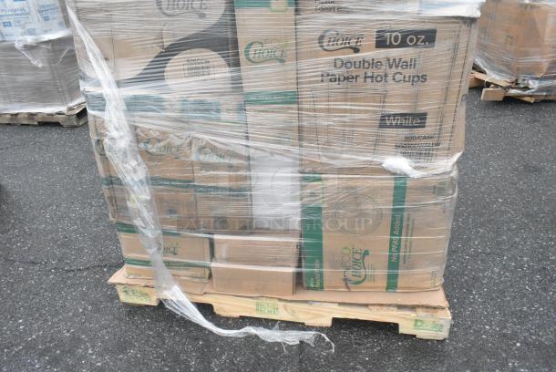 40 BRAND NEW! Boxes Including 50010DWALLW Choice 10 oz. White Smooth Double Wall Paper Hot Cup - 500/Case, 5 Box 433NHT101 Choice 1/6 Standard Size White "Thank You" Standard-Duty Plastic T-Shirt Bag - 700/Case, Noble Gloves. 40 Times Your Bid! - Image 4 of 9