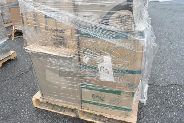 40 BRAND NEW! Boxes Including 50010DWALLW Choice 10 oz. White Smooth Double Wall Paper Hot Cup - 500/Case, 5 Box 433NHT101 Choice 1/6 Standard Size White "Thank You" Standard-Duty Plastic T-Shirt Bag - 700/Case, Noble Gloves. 40 Times Your Bid! - Image 8 of 9