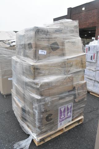 40 BRAND NEW! Boxes Including 4 Boxes of Visions Dome Lids, 795PTOKFT3 Choice Kraft Microwavable Folded Paper #3 Take-Out Container 7 3/4" x 5 1/2" x 2 1/2" - 200/Case, 2 Boxes of Noble Gloves. 40 Times Your Bid!