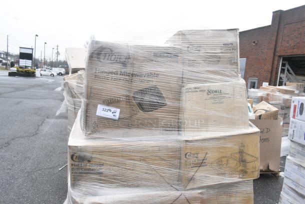 40 BRAND NEW! Boxes Including 4 Boxes of Visions Dome Lids, 795PTOKFT3 Choice Kraft Microwavable Folded Paper #3 Take-Out Container 7 3/4" x 5 1/2" x 2 1/2" - 200/Case, 2 Boxes of Noble Gloves. 40 Times Your Bid! - Image 2 of 9