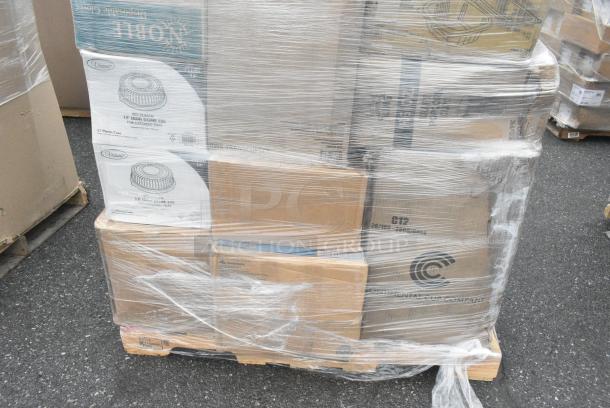 40 BRAND NEW! Boxes Including 4 Boxes of Visions Dome Lids, 795PTOKFT3 Choice Kraft Microwavable Folded Paper #3 Take-Out Container 7 3/4" x 5 1/2" x 2 1/2" - 200/Case, 2 Boxes of Noble Gloves. 40 Times Your Bid! - Image 4 of 9
