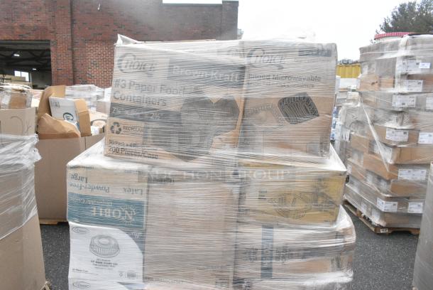 40 BRAND NEW! Boxes Including 4 Boxes of Visions Dome Lids, 795PTOKFT3 Choice Kraft Microwavable Folded Paper #3 Take-Out Container 7 3/4" x 5 1/2" x 2 1/2" - 200/Case, 2 Boxes of Noble Gloves. 40 Times Your Bid! - Image 5 of 9