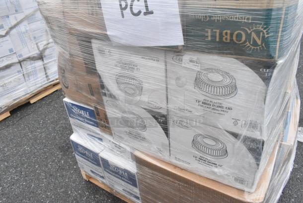40 BRAND NEW! Boxes Including 4 Boxes of Visions Dome Lids, 795PTOKFT3 Choice Kraft Microwavable Folded Paper #3 Take-Out Container 7 3/4" x 5 1/2" x 2 1/2" - 200/Case, 2 Boxes of Noble Gloves. 40 Times Your Bid! - Image 6 of 9