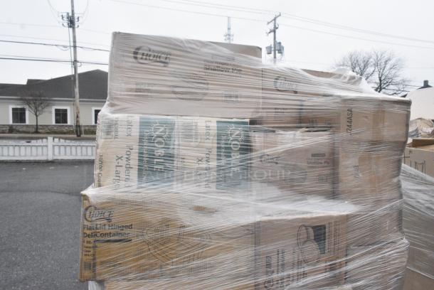 40 BRAND NEW! Boxes Including 4 Boxes of Visions Dome Lids, 795PTOKFT3 Choice Kraft Microwavable Folded Paper #3 Take-Out Container 7 3/4" x 5 1/2" x 2 1/2" - 200/Case, 2 Boxes of Noble Gloves. 40 Times Your Bid! - Image 8 of 9