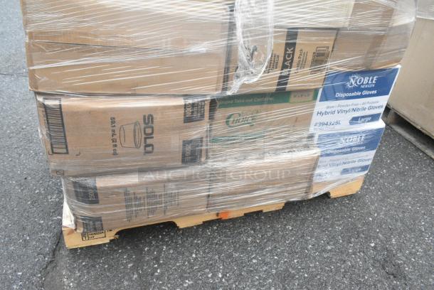 40 BRAND NEW! Boxes Including 4 Boxes of Visions Dome Lids, 795PTOKFT3 Choice Kraft Microwavable Folded Paper #3 Take-Out Container 7 3/4" x 5 1/2" x 2 1/2" - 200/Case, 2 Boxes of Noble Gloves. 40 Times Your Bid! - Image 9 of 9