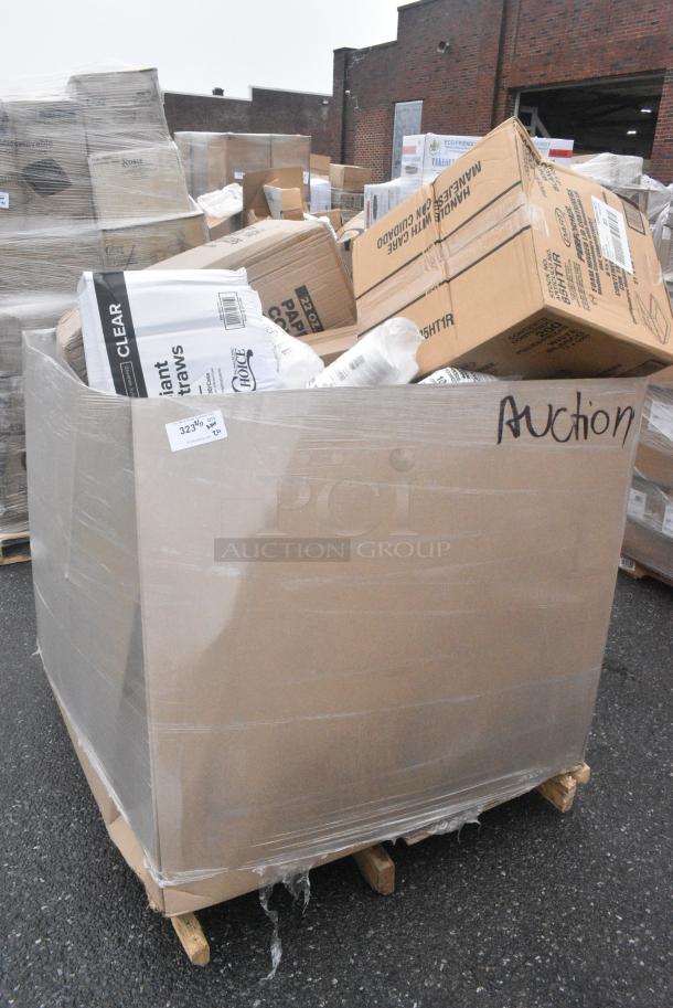20 BRAND NEW! Boxes Including 485WG10TN STRAW 10" GIANT TRANSLUSCENT, 4/500 WRAPPED, BAGGED 2M, 760PCCLEM22 Carnival King 22 oz. Poly Paper Lemonade Cup - 1000/Case. 20 Times Your Bid! - Image 1 of 4