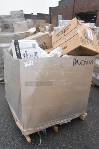 20 BRAND NEW! Boxes Including 485WG10TN STRAW 10" GIANT TRANSLUSCENT, 4/500 WRAPPED, BAGGED 2M, 760PCCLEM22 Carnival King 22 oz. Poly Paper Lemonade Cup - 1000/Case. 20 Times Your Bid!