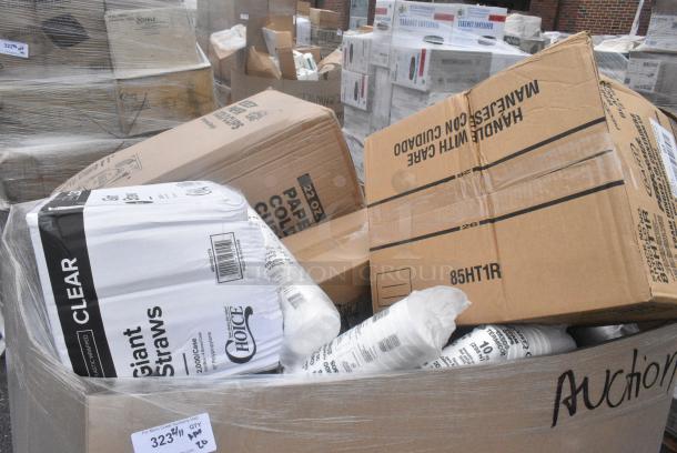 20 BRAND NEW! Boxes Including 485WG10TN STRAW 10" GIANT TRANSLUSCENT, 4/500 WRAPPED, BAGGED 2M, 760PCCLEM22 Carnival King 22 oz. Poly Paper Lemonade Cup - 1000/Case. 20 Times Your Bid! - Image 2 of 4