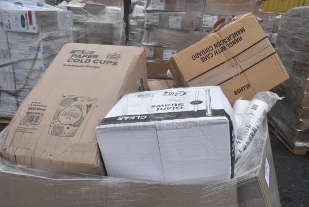 20 BRAND NEW! Boxes Including 485WG10TN STRAW 10" GIANT TRANSLUSCENT, 4/500 WRAPPED, BAGGED 2M, 760PCCLEM22 Carnival King 22 oz. Poly Paper Lemonade Cup - 1000/Case. 20 Times Your Bid! - Image 3 of 4