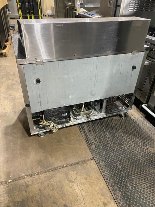 SWEET! Turbo Air Commercial Stainless Steel 2 Door Refrigerated Bain Marie Style Mega Top Salad/Sandwich Prep Table! With Wire Racks! Model: TST-48SD-18 SN: M418605009! 115V 1 Phase! On Casters! - Image 3 of 9