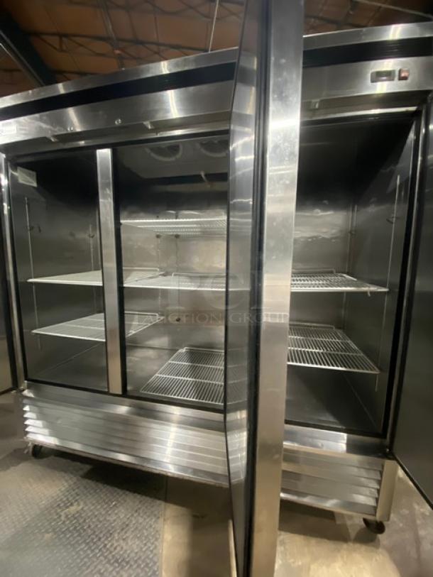 WOW! Empura Commercial Stainless Steel Solid 3 Door Reach In Refrigerator! With Poly Coated Wire Racks! Model: E72 SN: E72140730J2002! 115V 1 Phase! On Casters! - Image 6 of 8