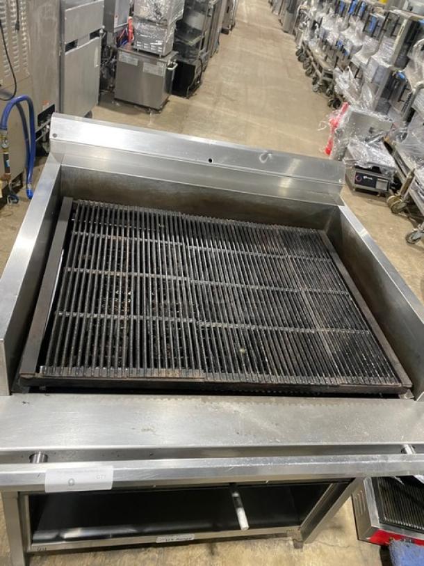 NICE! U.S. Range Commercial Stainless Steel Natural Gas Powered Char Broiler! With Back & Side Splash! With Pan Rail & Enclosed Base! On Legs! - Image 5 of 8