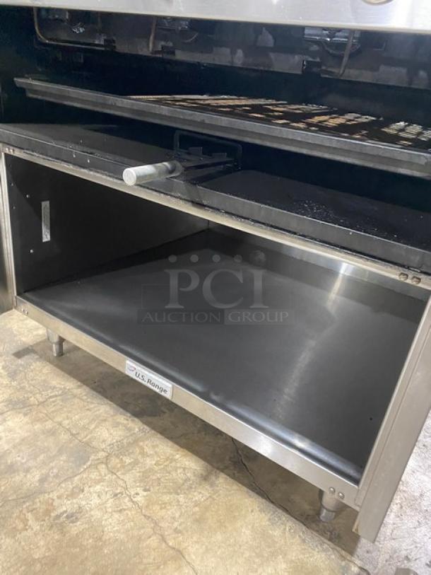 NICE! U.S. Range Commercial Stainless Steel Natural Gas Powered Char Broiler! With Back & Side Splash! With Pan Rail & Enclosed Base! On Legs! - Image 6 of 8