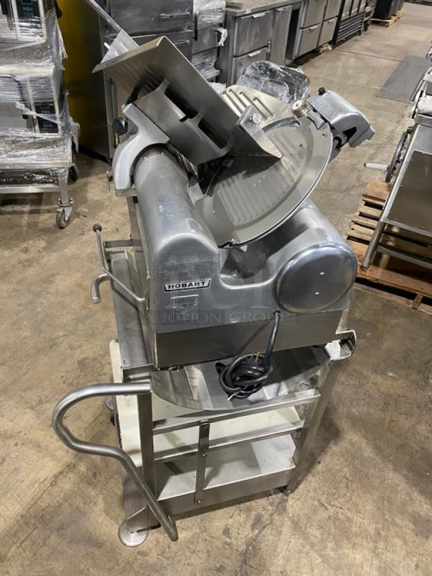 GREAT! Hobart Commercial Heavy Duty Electric Powered Countertop Deli Meat Slicer! Model: 1712E SN: 56-932-680! 115V 1 Phase! On Face-To-Face Commercial Stainless Steel Equipment Cart/Stand! With Legs & Casters! - Image 4 of 10