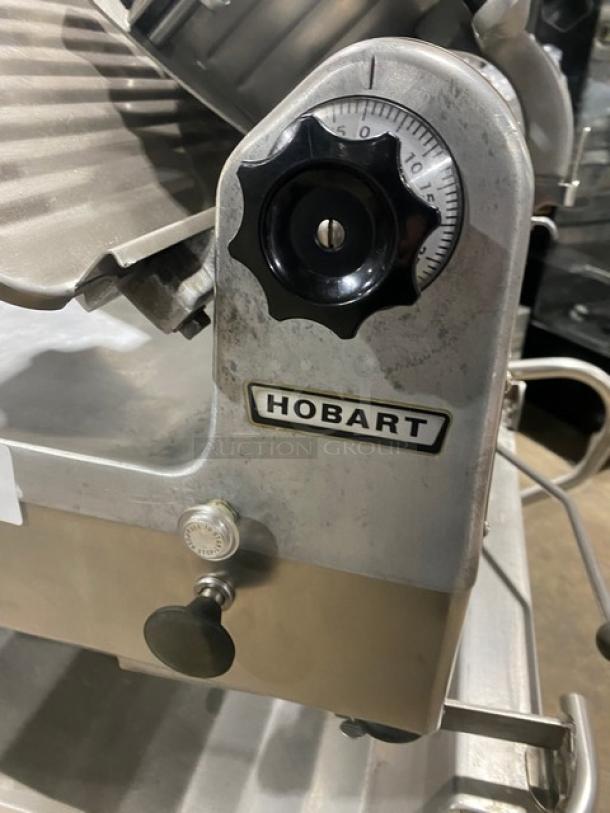 GREAT! Hobart Commercial Heavy Duty Electric Powered Countertop Deli Meat Slicer! Model: 1712E SN: 56-932-680! 115V 1 Phase! On Face-To-Face Commercial Stainless Steel Equipment Cart/Stand! With Legs & Casters! - Image 7 of 10