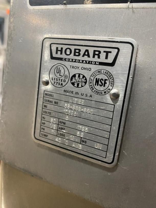 GREAT! Hobart Commercial Heavy Duty Electric Powered Countertop Deli Meat Slicer! Model: 1712E SN: 56-932-680! 115V 1 Phase! On Face-To-Face Commercial Stainless Steel Equipment Cart/Stand! With Legs & Casters! - Image 8 of 10