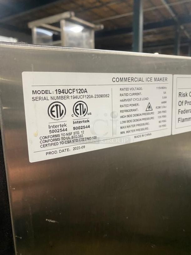 Avantco! 2023! Commercial Stainless Steel Countertop Ice Making Machine! Model: 194UCF120A SN: 194UCF120A-23090062! 115V! - Image 7 of 8