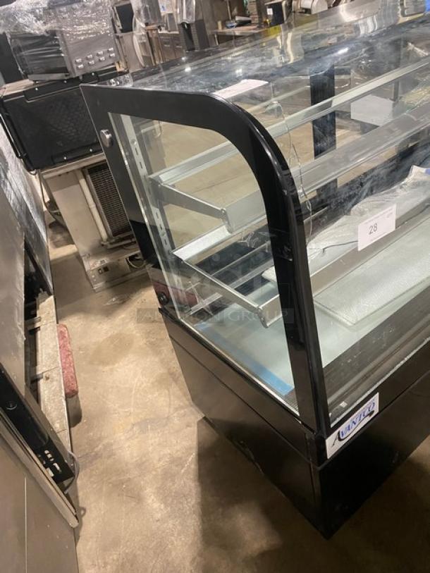 NEW! Scratch-N-Dent! Avantco Commercial Black Curved Glass 60" Refrigerated Bakery Display Case! With Rear Sliding Access Doors! With Adjustable Shelves! Model: 193BC60HCB! 110-120V! On Casters! Interior Glass Broken! - Image 2 of 8
