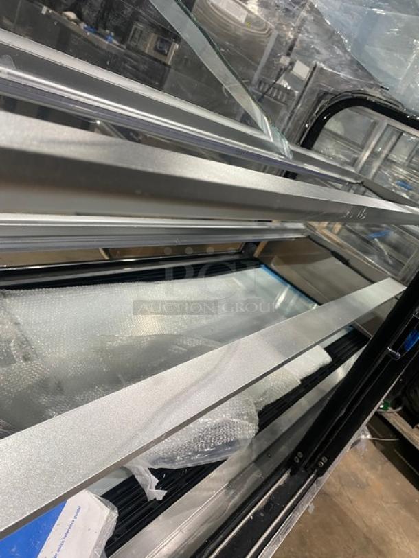 NEW! Scratch-N-Dent! Avantco Commercial Black Curved Glass 60" Refrigerated Bakery Display Case! With Rear Sliding Access Doors! With Adjustable Shelves! Model: 193BC60HCB! 110-120V! On Casters! Interior Glass Broken! - Image 5 of 8