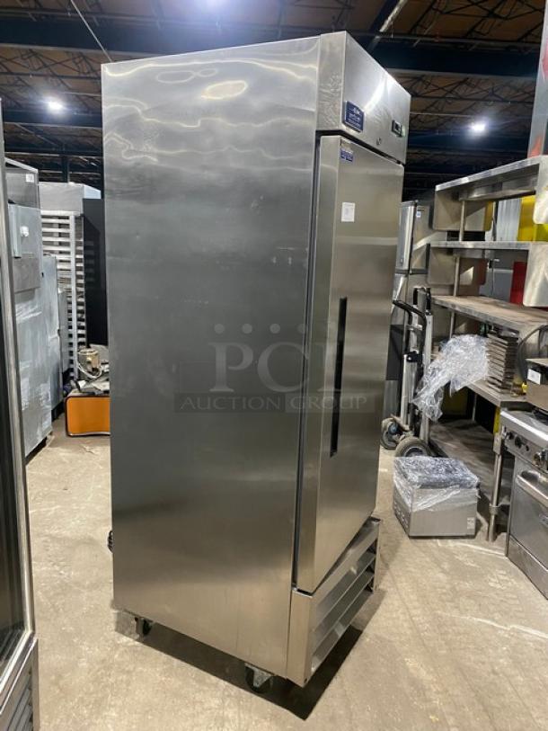 Artic Air Commercial Stainless Steel Solid Single Door Reach In Freezer! With Poly Coated Wire Racks! Model: AF23 SN: 253187! 115V! On Casters! - Image 4 of 10