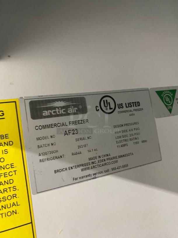 Artic Air Commercial Stainless Steel Solid Single Door Reach In Freezer! With Poly Coated Wire Racks! Model: AF23 SN: 253187! 115V! On Casters! - Image 7 of 10