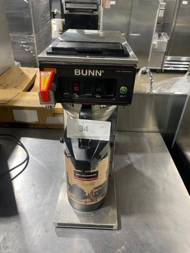 Bunn CW Series Commercial Stainless Steel Countertop Coffee Brewer! With Hot Water Dispenser! With Brew Basket & Portable Server! Model: CWTF15-APS SN: CWTF432141! 120V 1 Phase! - Image 1 of 8