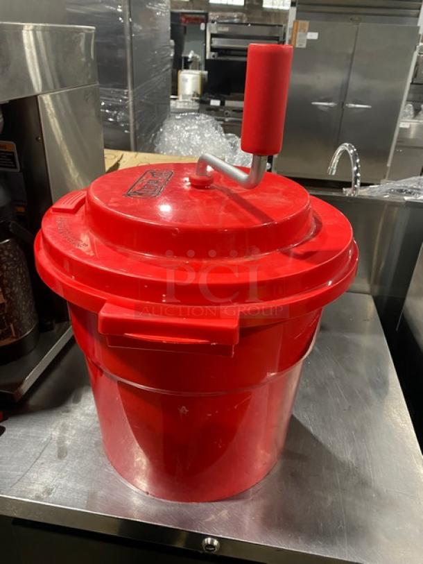 Chef Master Commercial Red Heavy Duty 5 Gal. Salad Spinner/Dryer! With Crank Handle & Brake System! - Image 2 of 5