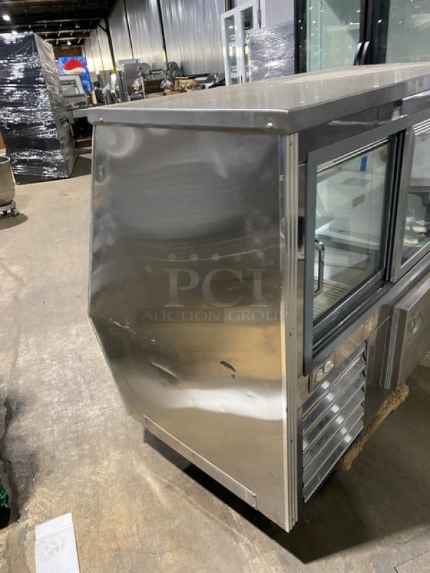 Universal Coolers Commercial Stainless Steel Slanted Glass Refrigerated Deli Meat Display Case! With Adjustable Shelve & Poly Coated Wire Rack! With Rear Access Sliding Glass Doors! With Storage Space Underneath! - Image 4 of 7