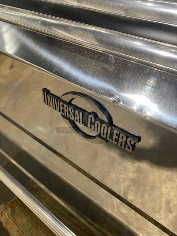 Universal Coolers Commercial Stainless Steel Slanted Glass Refrigerated Deli Meat Display Case! With Adjustable Shelve & Poly Coated Wire Rack! With Rear Access Sliding Glass Doors! With Storage Space Underneath! - Image 7 of 7