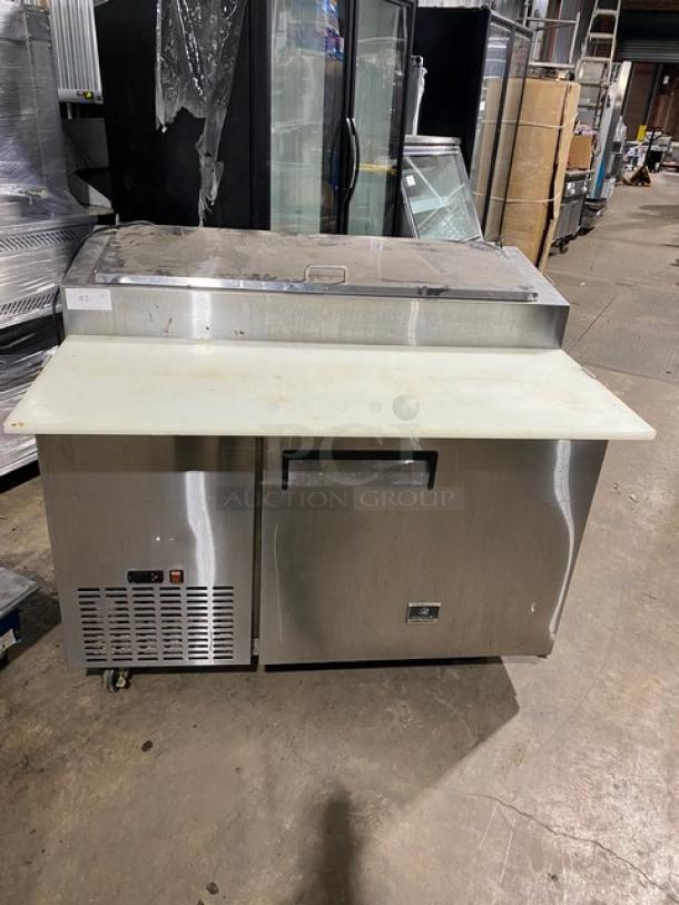 Kelvinator Commercial Stainless Steel Single Door Refrigerated Bain Marie Style Mega Top Pizza Prep Table! With Removable Cutting Board! With Poly Coated Wire Rack! Model: KCPT50.6 SN: 1B44506371! 115V 1 Phase! On Casters! - Image 1 of 10