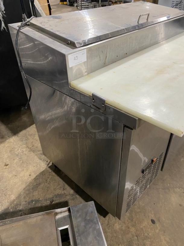 Kelvinator Commercial Stainless Steel Single Door Refrigerated Bain Marie Style Mega Top Pizza Prep Table! With Removable Cutting Board! With Poly Coated Wire Rack! Model: KCPT50.6 SN: 1B44506371! 115V 1 Phase! On Casters! - Image 2 of 10
