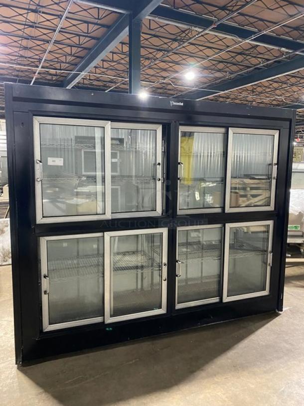 Custom Cool Commercial Black 4 Section Upright Reach In Dairy/Beverage Merchandiser Refrigerator! With Sliding Glass Door Access! With Wired Racks! Model: BW96 SN: C1897113! 115V 1 Phase! - Image 1 of 9
