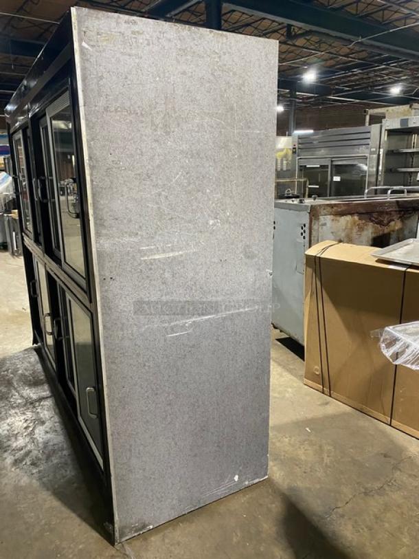 Custom Cool Commercial Black 4 Section Upright Reach In Dairy/Beverage Merchandiser Refrigerator! With Sliding Glass Door Access! With Wired Racks! Model: BW96 SN: C1897113! 115V 1 Phase! - Image 3 of 9