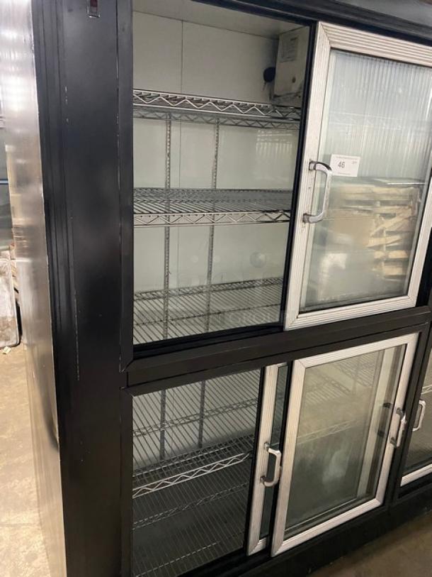Custom Cool Commercial Black 4 Section Upright Reach In Dairy/Beverage Merchandiser Refrigerator! With Sliding Glass Door Access! With Wired Racks! Model: BW96 SN: C1897113! 115V 1 Phase! - Image 5 of 9