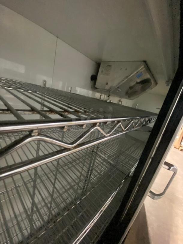 Custom Cool Commercial Black 4 Section Upright Reach In Dairy/Beverage Merchandiser Refrigerator! With Sliding Glass Door Access! With Wired Racks! Model: BW96 SN: C1897113! 115V 1 Phase! - Image 6 of 9
