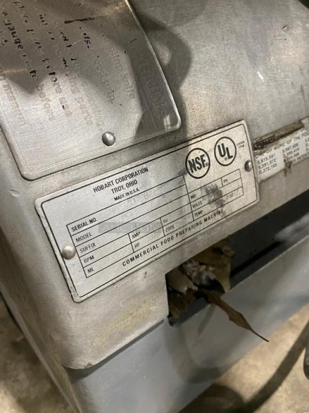 Hobart Commercial Semi-Automatic Electric Powered Countertop Meat Deli Slicer! Model: 2712 SN: 56-1207-821! 120V 1 Phase! - Image 7 of 8