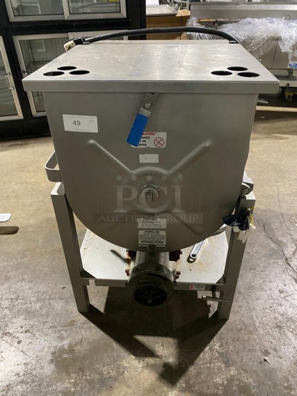 Hollymatic Commercial Stainless Steel Meat Mixer/Grinder! With Swing Open Hopper! Model: GMG 180A SN: 6089! 200V 3 Phase! On Legs! With Casters! - Image 1 of 12