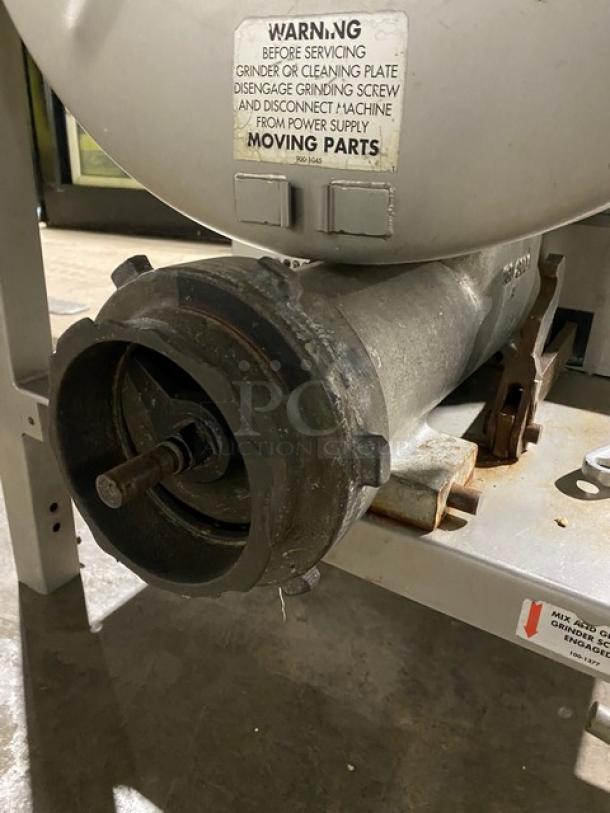 Hollymatic Commercial Stainless Steel Meat Mixer/Grinder! With Swing Open Hopper! Model: GMG 180A SN: 6089! 200V 3 Phase! On Legs! With Casters! - Image 6 of 12