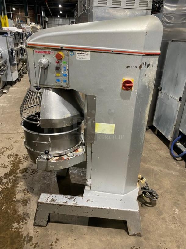 Thunderbird Commercial Heavy Duty 60 Quart Planetary Mixer! With Flat Beater Attachment! With Stainless Steel Mixing Bowl & Bowl Guard! Model: ARM-60PBL SN: 7001196! 220V 1 Phase! - Image 3 of 10