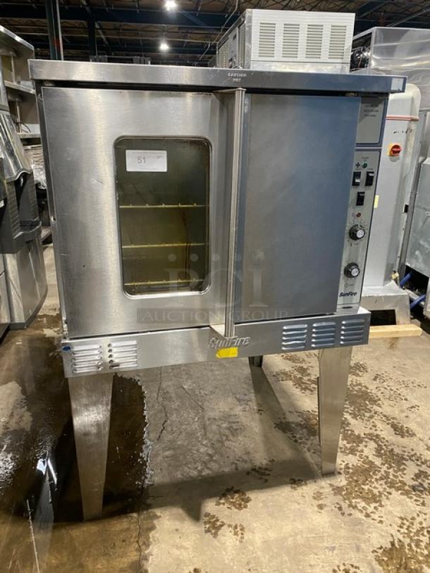SunFire Commercial Stainless Steel Natural Gas Powered Single Deck Convection Oven! With Wired Racks! Model: SCO-GS-10S SN: 1309230000107! 120V 1 Phase! On Legs! - Image 1 of 8