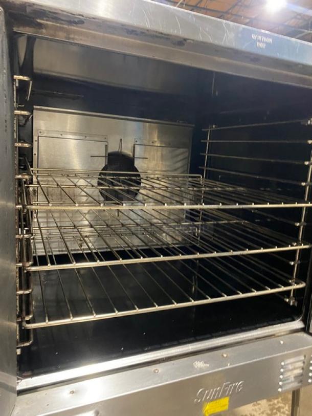 SunFire Commercial Stainless Steel Natural Gas Powered Single Deck Convection Oven! With Wired Racks! Model: SCO-GS-10S SN: 1309230000107! 120V 1 Phase! On Legs! - Image 5 of 8