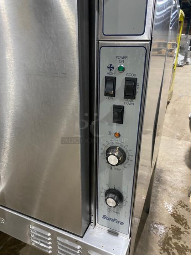 SunFire Commercial Stainless Steel Natural Gas Powered Single Deck Convection Oven! With Wired Racks! Model: SCO-GS-10S SN: 1309230000107! 120V 1 Phase! On Legs! - Image 6 of 8