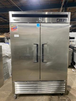 Turbo Air Maximum Series Commercial Stainless Steel Solid 2 Door Reach In Freezer! Energy Star Certified! With Poly Coated Wire Racks! Model: MSF-49NM SN: NF49308075! 110-120V 1 Phase! On Casters!