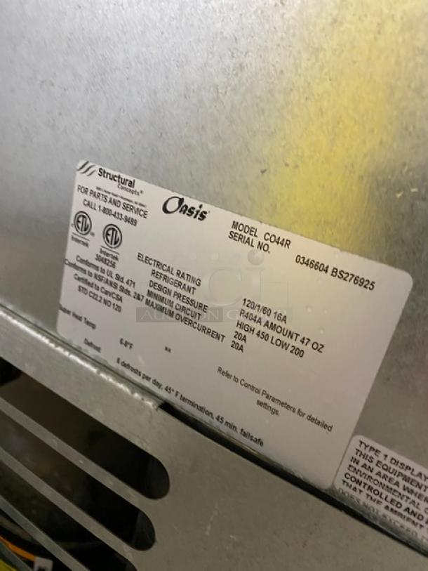 Structural Concepts Oasis Series Commercial Black Horizontal Refrigerated Open Grab-N-Go Self-Service Merchandiser Display Case! With Removable Handled Cover! Model: CO44R SN: 0346604 BS276925! 120V 1 Phase! - Image 5 of 7