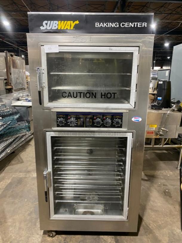 Nu-Vu Subway Style Commercial Stainless Steel Electric Powered Double Deck Oven/Proofer Combo! With Wired Oven Racks! Model: SUB123 SN: 00342436060400010001! 208V 3+N Phase! On Casters! - Image 1 of 10