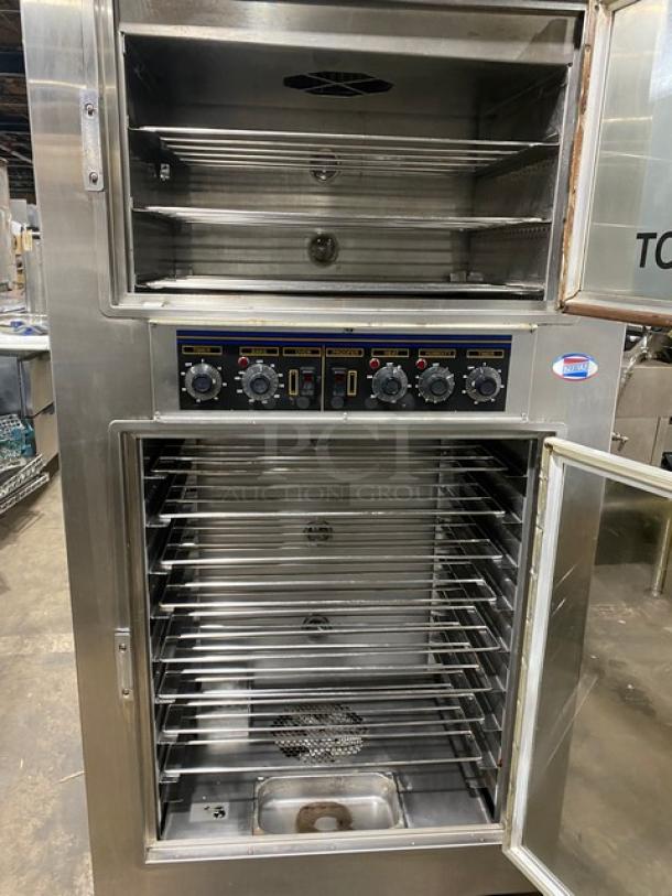 Nu-Vu Subway Style Commercial Stainless Steel Electric Powered Double Deck Oven/Proofer Combo! With Wired Oven Racks! Model: SUB123 SN: 00342436060400010001! 208V 3+N Phase! On Casters! - Image 5 of 10