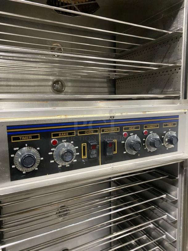 Nu-Vu Subway Style Commercial Stainless Steel Electric Powered Double Deck Oven/Proofer Combo! With Wired Oven Racks! Model: SUB123 SN: 00342436060400010001! 208V 3+N Phase! On Casters! - Image 8 of 10