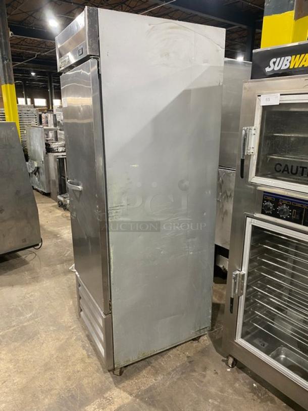 Beverage-Air Commercial Stainless Steel Solid Single Door Reach In Refrigerator! With Poly Coated Wire Racks! Model: KR24-1AS SN: 5026859! 115V 1 Phase! On Casters! - Image 2 of 9